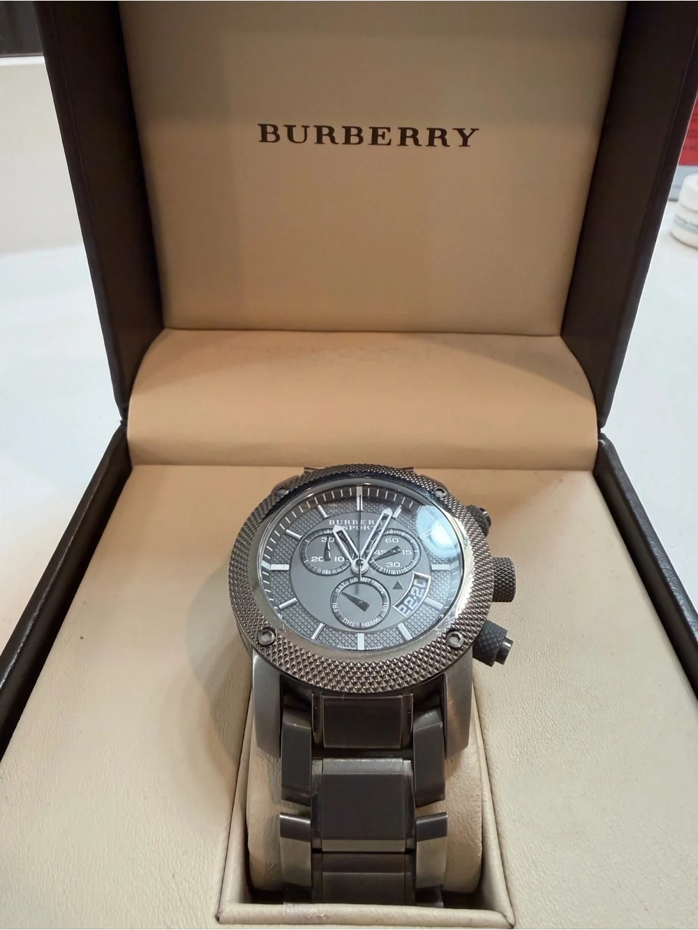 Burberry Men's Gunmetal Chronograph Bracelet Watch